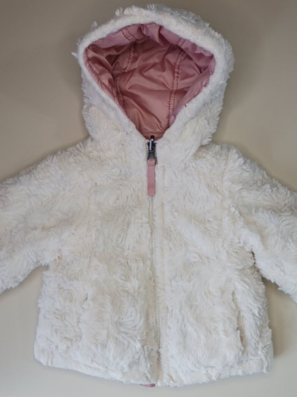 C & C California Girls 18M Coat Pink & White Reversable Hooded Full Zip